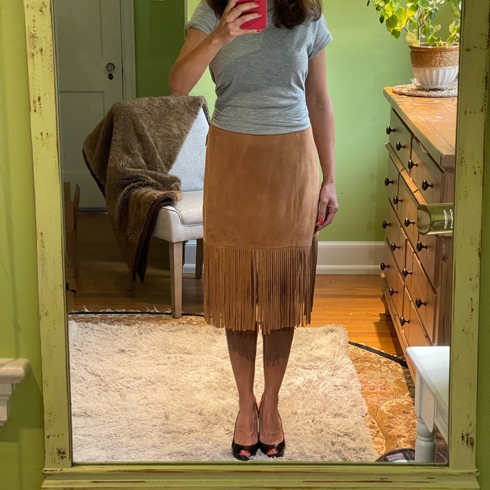 Etcetera NWT Suede Skirt Sz 6 Carmel